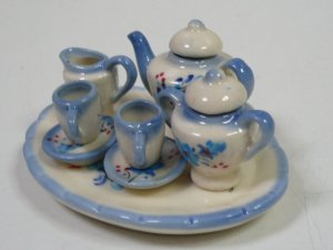 画像3: 陶器ティーセット　青い花