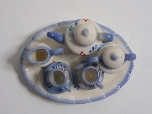 画像5: 陶器ティーセット　青い花