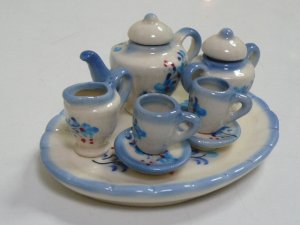 画像2: 陶器ティーセット　青い花