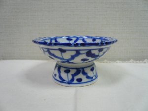 画像2:  青白陶器  小皿 高式皿 11cm 