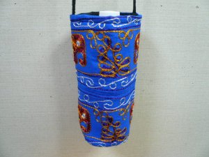 画像1: ペットボトルケース 刺繍象（青） 