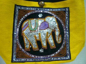 画像2: タイ製コットンバック　キラ1象（黄色）