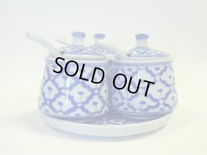画像2:  青白陶器  調味料入れ 