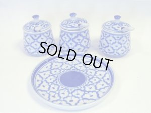 画像4:  青白陶器  調味料入れ 