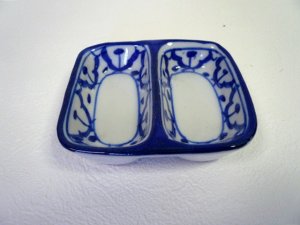 画像1:  青白陶器  ２口小皿 