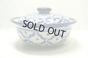 画像1:  青白陶器  蓋付きお椀13cm 