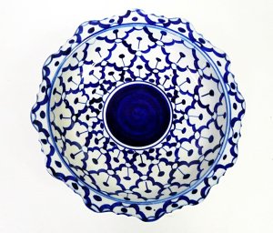 画像2: 青白陶器 中皿  高式皿 18cm