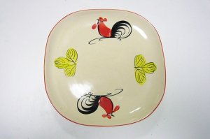 画像2: にわとり柄 平皿 角 22cm 