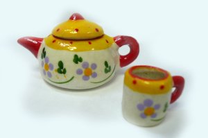 画像5: ポット＆マグカップ　黄色・紫花