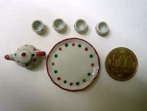 画像3: 陶器お茶セット(小）ドット柄