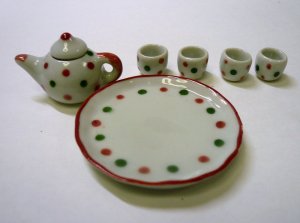 画像2: 陶器お茶セット(小）ドット柄