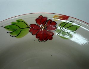 画像4: にわとり柄 深皿丸21cm (ハイビスカス) 