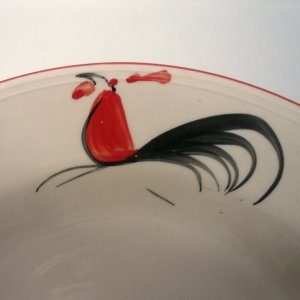 画像5: にわとり柄 深皿丸21cm (ハイビスカス) 