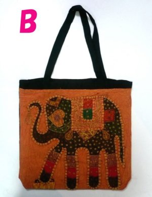 画像3: パッチワーク象柄  ショルダー　刺繍仕上げ　（オレンジ）