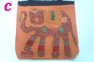 画像7: パッチワーク象柄  ショルダー　刺繍仕上げ　（オレンジ）