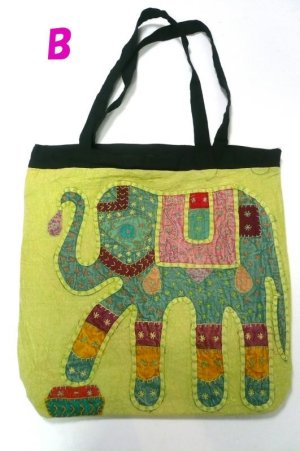 画像3: パッチワーク象柄  ショルダー　刺繍仕上げ　（黄緑）