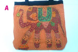 画像5: パッチワーク象柄  ショルダー　刺繍仕上げ　（オレンジ）