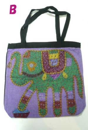 画像3: パッチワーク象柄  ショルダー　刺繍仕上げ　（パープル）