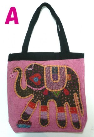 画像2: パッチワーク象柄  ショルダー　刺繍仕上げ　（ピンク）