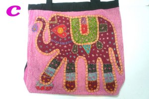 画像7: パッチワーク象柄  ショルダー　刺繍仕上げ　（ピンク）