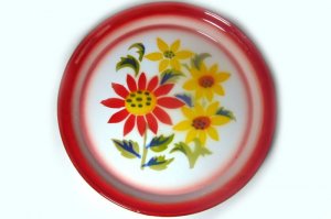 画像1: ホーロー　平皿　縁赤23cm A