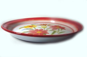 画像4: ホーロー　平皿　縁赤25cm A
