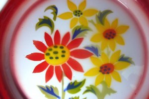 画像2: ホーロー　平皿　縁赤23cm A