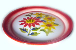 画像4: ホーロー　平皿　縁赤23cm A