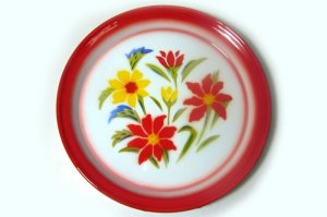 画像1: ホーロー　平皿　縁赤25cm A