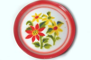 画像1: ホーロー平皿　赤ふち23cmB