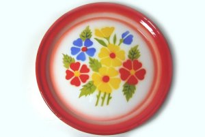 画像1: ホーロー　平皿　縁赤23cm C