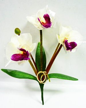 画像1: タイ製造花キット  ミニデンファレ 白 