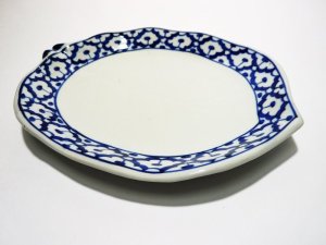 画像3:  青白陶器木の葉型皿24cm