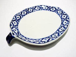 画像4:  青白陶器木の葉型皿24cm