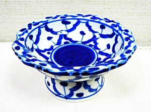 画像1:  青白陶器  小皿 高式皿 11cm 