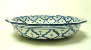 画像3:  青白陶器花型ギザ深皿24cm