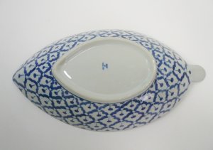 画像5:  青白陶器リーフ 型皿34cm 