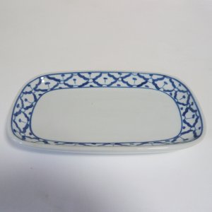 画像1: 青白陶器 長方形  皿19.5cm