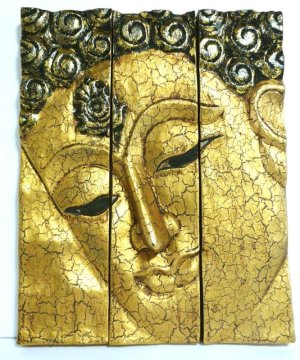 画像1: ≪タイ雑貨≫仏像・壁面飾り  木製・ゴールド 