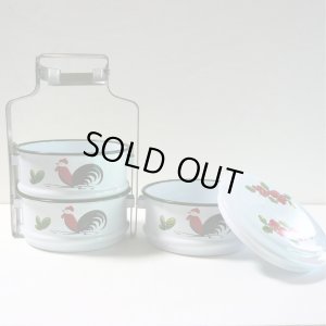 画像5: ホーロー3段弁当箱  にわとり柄