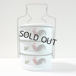 画像2: ホーロー3段弁当箱  にわとり柄