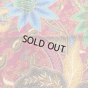 画像1: NO18バティック　花柄 エンジ