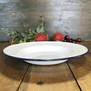 画像1: ホーロー　深皿　白20cm