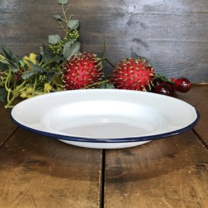 画像1: ホーロー　深皿　白24cm