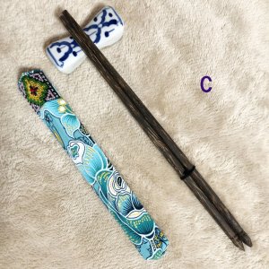 画像6: タイ製　箸1膳　箱型カバー付【バティック柄】