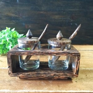 画像1: 調味料入れ　パームウッド2容器（A）　　　