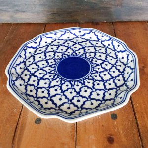 画像4:  青白陶器 　六角形皿　24cm 