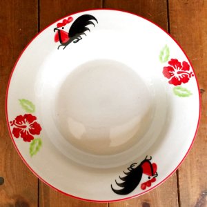 画像2: にわとり柄 深皿丸　23cm (ハイビスカス) 