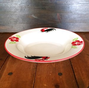 画像5: にわとり柄 深皿丸　23cm (ハイビスカス) 