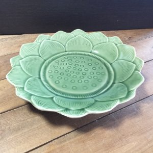 画像3: 【OUTLET】セラドン　蓮の花皿　27cm